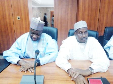 The Chairman of NNDC, Alh. Bashir Moh. Dalhatu-Wazirin Dutse (left) and the GMD of NNDC, Dr Ahmed M. Muhammed fca inside the ante-chamber in Maiduguri Govt House   